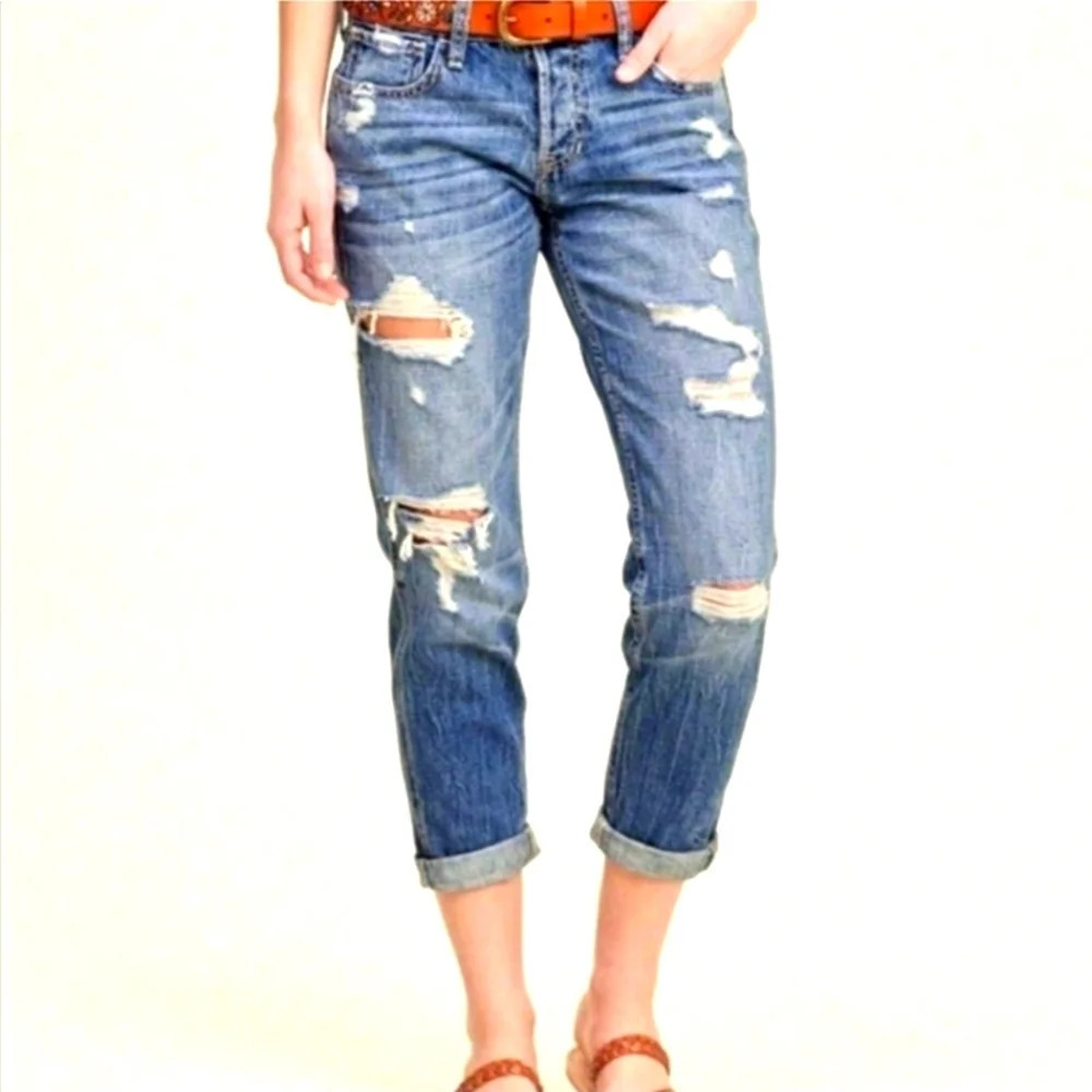 Hollister Vintage Y2K Boyfriend jeans 1/25 Stretch distressed Medium Wash